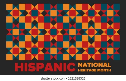 National Hispanic Heritage Month in September and October. Hispanic and Latino Americans culture. Celebrate annual in United States. Poster, card, banner and background. Vector illustration