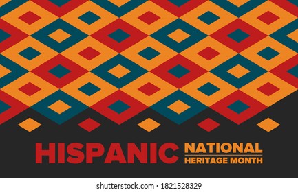 National Hispanic Heritage Month in September and October. Hispanic and Latino Americans culture. Celebrate annual in United States. Poster, card, banner and background. Vector illustration