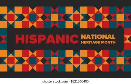 National Hispanic Heritage Month in September and October. Hispanic and Latino Americans culture. Celebrate annual in United States. Poster, card, banner and background. Vector illustration