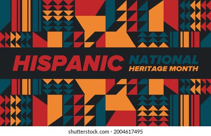 National Hispanic Heritage Month in September and October. Hispanic and Latino Americans culture. Celebrate annual in United States. Poster, card, banner and background. Vector illustration