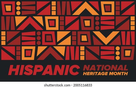 National Hispanic Heritage Monat im September und Oktober. Hispanische und lateinamerikanische Kultur. Feiern Sie jedes Jahr in den Vereinigten Staaten. Poster, Karte, Banner und Hintergrund. Vektorgrafik