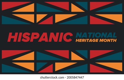 National Hispanic Heritage Month in September and October. Hispanic and Latino Americans culture. Celebrate annual in United States. Poster, card, banner and background. Vector illustration
