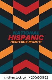 National Hispanic Heritage Month in September and October. Hispanic and Latino Americans culture. Celebrate annual in United States. Poster, card, banner and background. Vector illustration