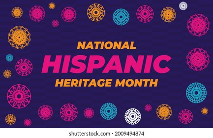 National Hispanic Heritage Month September 15 - October 15. Hispanic and Latino Americans culture. Background, poster, greeting card, banner design. Vector EPS 10