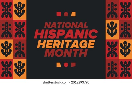 National Hispanic Heritage Month in September and October. Hispanic and Latino Americans culture. Celebrate annual in United States. Poster, card, banner and background. Vector illustration