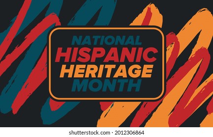 National Hispanic Heritage Monat im September und Oktober. Hispanische und lateinamerikanische Kultur. Feiern Sie jedes Jahr in den Vereinigten Staaten. Poster, Karte, Banner und Hintergrund. Vektorgrafik