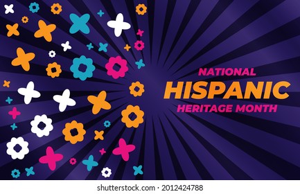 National Hispanic Heritage Month September 15 - October 15. Hispanic and Latino Americans culture. Background, poster, greeting card, banner design. Vector EPS 10