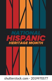 National Hispanic Heritage Month in September and October. Hispanic and Latino Americans culture. Celebrate annual in United States. Poster, card, banner and background. Vector illustration