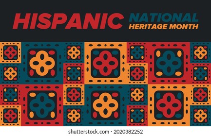 National Hispanic Heritage Month in September and October. Hispanic and Latino Americans culture. Celebrate annual in United States. Poster, card, banner and background. Vector illustration