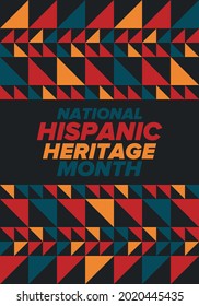 National Hispanic Heritage Month in September and October. Hispanic and Latino Americans culture. Celebrate annual in United States. Poster, card, banner and background. Vector illustration