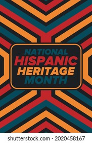 National Hispanic Heritage Month in September and October. Hispanic and Latino Americans culture. Celebrate annual in United States. Poster, card, banner and background. Vector illustration