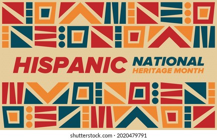 National Hispanic Heritage Month in September and October. Hispanic and Latino Americans culture. Celebrate annual in United States. Poster, card, banner and background. Vector illustration