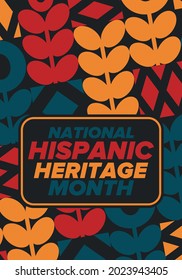 National Hispanic Heritage Month in September and October. Hispanic and Latino Americans culture. Celebrate annual in United States. Poster, card, banner and background. Vector illustration