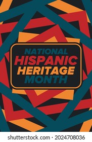 National Hispanic Heritage Month in September and October. Hispanic and Latino Americans culture. Celebrate annual in United States. Poster, card, banner and background. Vector illustration