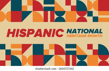 National Hispanic Heritage Month in September and October. Hispanic and Latino Americans culture. Celebrate annual in United States. Poster, card, banner and background. Vector illustration