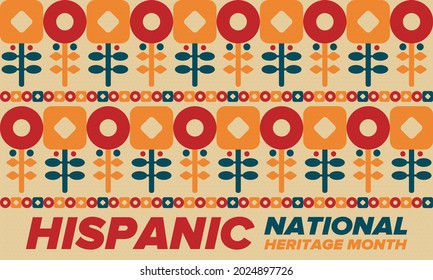 National Hispanic Heritage Month in September and October. Hispanic and Latino Americans culture. Celebrate annual in United States. Poster, card, banner and background. Vector illustration