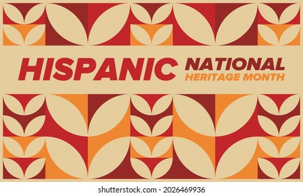 National Hispanic Heritage Month in September and October. Hispanic and Latino Americans culture. Celebrate annual in United States. Poster, card, banner and background. Vector illustration