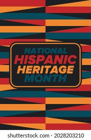 National Hispanic Heritage Month in September and October. Hispanic and Latino Americans culture. Celebrate annual in United States. Poster, card, banner and background. Vector illustration