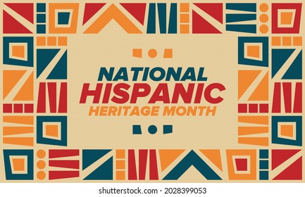 National Hispanic Heritage Month in September and October. Hispanic and Latino Americans culture. Celebrate annual in United States. Poster, card, banner and background. Vector illustration