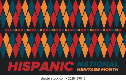 National Hispanic Heritage Month in September and October. Hispanic and Latino Americans culture. Celebrate annual in United States. Poster, card, banner and background. Vector illustration