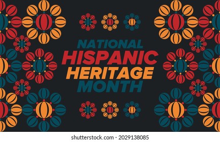 National Hispanic Heritage Month in September and October. Hispanic and Latino Americans culture. Celebrate annual in United States. Poster, card, banner and background. Vector illustration