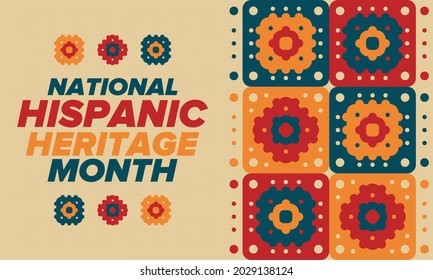 National Hispanic Heritage Month in September and October. Hispanic and Latino Americans culture. Celebrate annual in United States. Poster, card, banner and background. Vector illustration