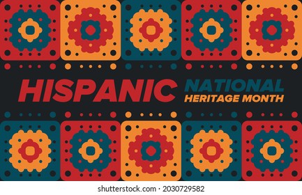 National Hispanic Heritage Month in September and October. Hispanic and Latino Americans culture. Celebrate annual in United States. Poster, card, banner and background. Vector illustration
