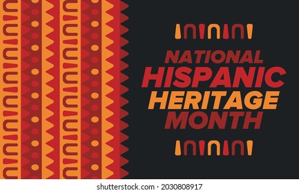 National Hispanic Heritage Month in September and October. Hispanic and Latino Americans culture. Celebrate annual in United States. Poster, card, banner and background. Vector illustration