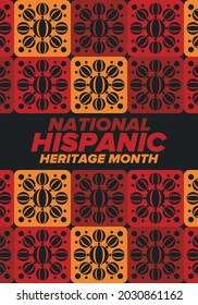 National Hispanic Heritage Month in September and October. Hispanic and Latino Americans culture. Celebrate annual in United States. Poster, card, banner and background. Vector illustration