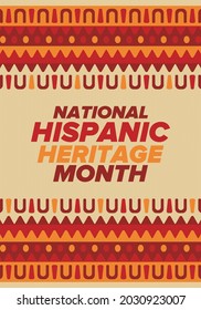 National Hispanic Heritage Month in September and October. Hispanic and Latino Americans culture. Celebrate annual in United States. Poster, card, banner and background. Vector illustration