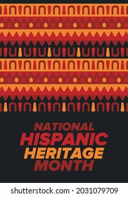 National Hispanic Heritage Month in September and October. Hispanic and Latino Americans culture. Celebrate annual in United States. Poster, card, banner and background. Vector illustration
