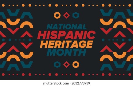 National Hispanic Heritage Month in September and October. Hispanic and Latino Americans culture. Celebrate annual in United States. Poster, card, banner and background. Vector illustration