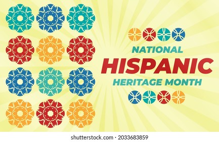 National Hispanic Heritage Month September 15 - October 15. Hispanic and Latino Americans culture. Background, poster, greeting card, banner design. Vector EPS 10