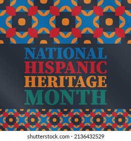 National Hispanic Heritage Month September 15 - October 15. Hispanic and Latino Americans culture. Background, poster, greeting card, banner design. Vector EPS 10