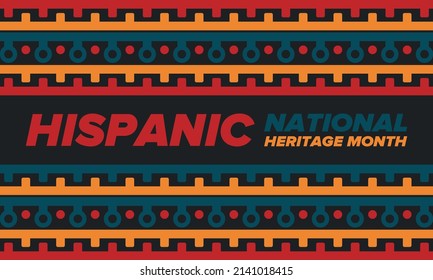 National Hispanic Heritage Month in September and October. Hispanic and Latino Americans culture. Celebrate annual in United States. Poster, card, banner and background. Vector illustration