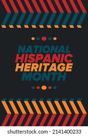 National Hispanic Heritage Month in September and October. Hispanic and Latino Americans culture. Celebrate annual in United States. Poster, card, banner and background. Vector illustration