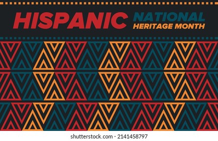 National Hispanic Heritage Month in September and October. Hispanic and Latino Americans culture. Celebrate annual in United States. Poster, card, banner and background. Vector illustration