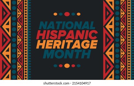 National Hispanic Heritage Month in September and October. Hispanic and Latino Americans culture. Celebrate annual in United States. Poster, card, banner and background. Vector illustration