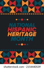 National Hispanic Heritage Month in September and October. Hispanic and Latino Americans culture. Celebrate annual in United States. Poster, card, banner and background. Vector illustration