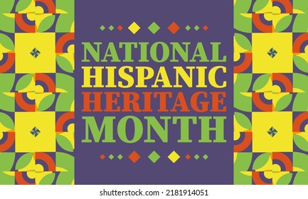 National Hispanic Heritage Month September 15 - October 15. Hispanic and Latino Americans culture. Background, poster, greeting card, banner design. Vector EPS 10