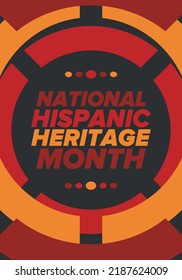 National Hispanic Heritage Month in September and October. Hispanic and Latino Americans culture. Celebrate annual in United States. Poster, card, banner and background. Vector illustration