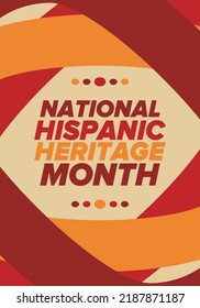 National Hispanic Heritage Month in September and October. Hispanic and Latino Americans culture. Celebrate annual in United States. Poster, card, banner and background. Vector illustration