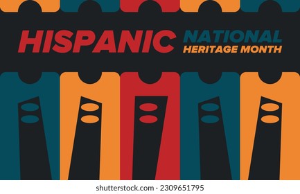 National Hispanic Heritage Month in September and October. Hispanic and Latino Americans culture. Celebrate annual in United States. Poster, card, banner and background. Vector illustration