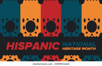 National Hispanic Heritage Month in September and October. Hispanic and Latino Americans culture. Celebrate annual in United States. Poster, card, banner and background. Vector illustration