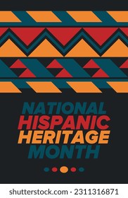 National Hispanic Heritage Month in September and October. Hispanic and Latino Americans culture. Celebrate annual in United States. Poster, card, banner and background. Vector illustration