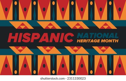 National Hispanic Heritage Month in September and October. Hispanic and Latino Americans culture. Celebrate annual in United States. Poster, card, banner and background. Vector illustration