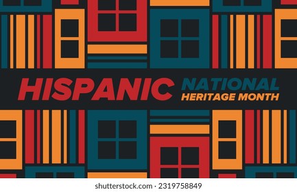 National Hispanic Heritage Monat im September und Oktober. Hispanische und lateinamerikanische Kultur. Feiern Sie jedes Jahr in den Vereinigten Staaten. Poster, Karte, Banner und Hintergrund. Vektorgrafik