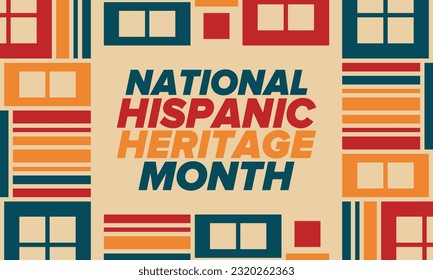 National Hispanic Heritage Monat im September und Oktober. Hispanische und lateinamerikanische Kultur. Feiern Sie jedes Jahr in den Vereinigten Staaten. Poster, Karte, Banner und Hintergrund. Vektorgrafik