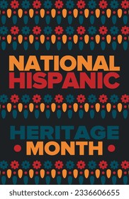 National Hispanic Heritage Month in September and October. Hispanic and Latino Americans culture. Celebrate annual in United States. Poster, card, banner and background. Vector illustration