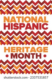 National Hispanic Heritage Month in September and October. Hispanic and Latino Americans culture. Celebrate annual in United States. Poster, card, banner and background. Vector illustration